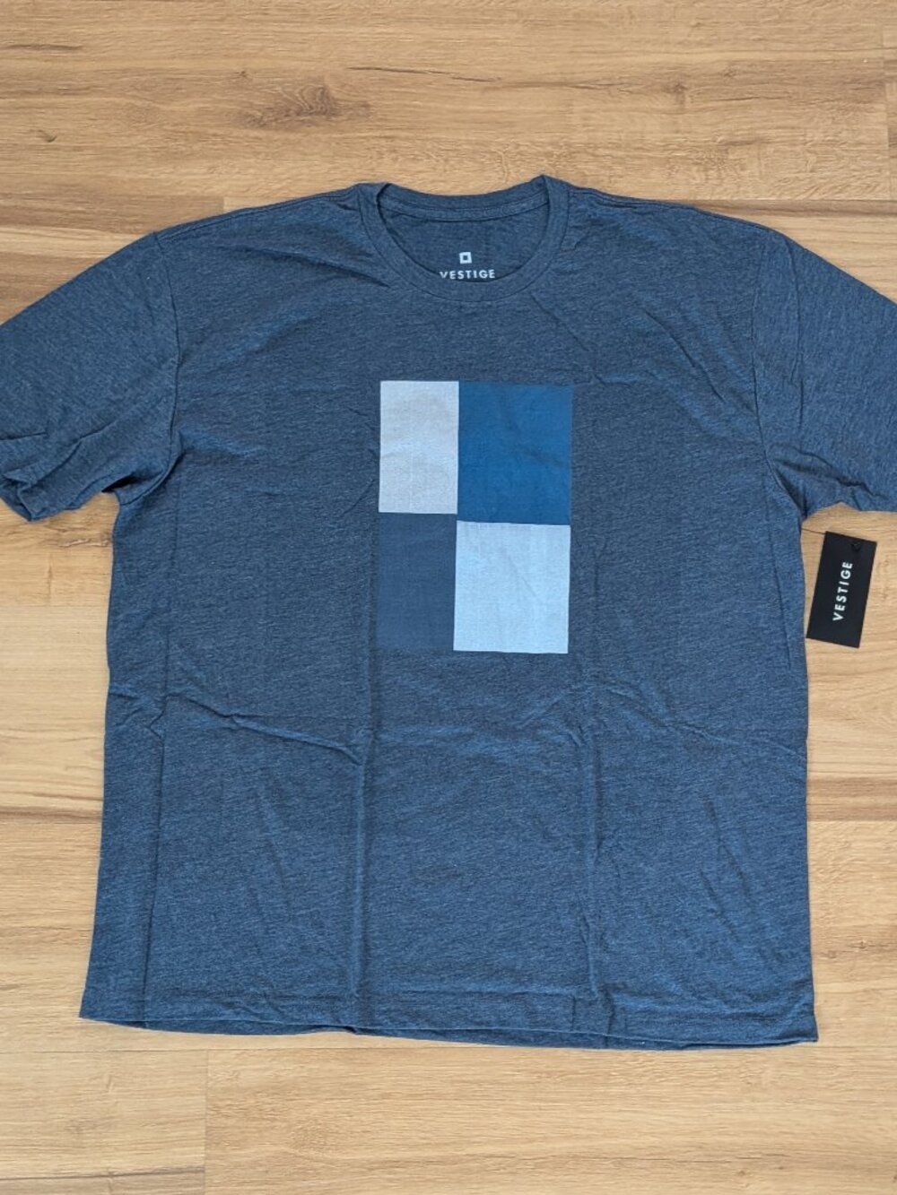 NWT Vestige Tri-Blend Graphic Tee Blue Geometric Blocks 2XL Crewneck